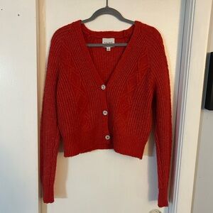 Pink Rose Red Cable Knit Cardigan